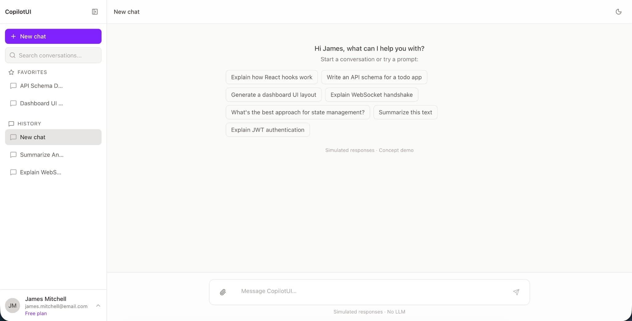 CopilotUI dashboard screenshot